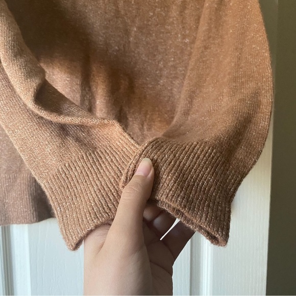 Reformation Sweater Elle Ribbed Marled Mock-Neck Yak Winter Toffee XS GUC - Picture 4 of 8
